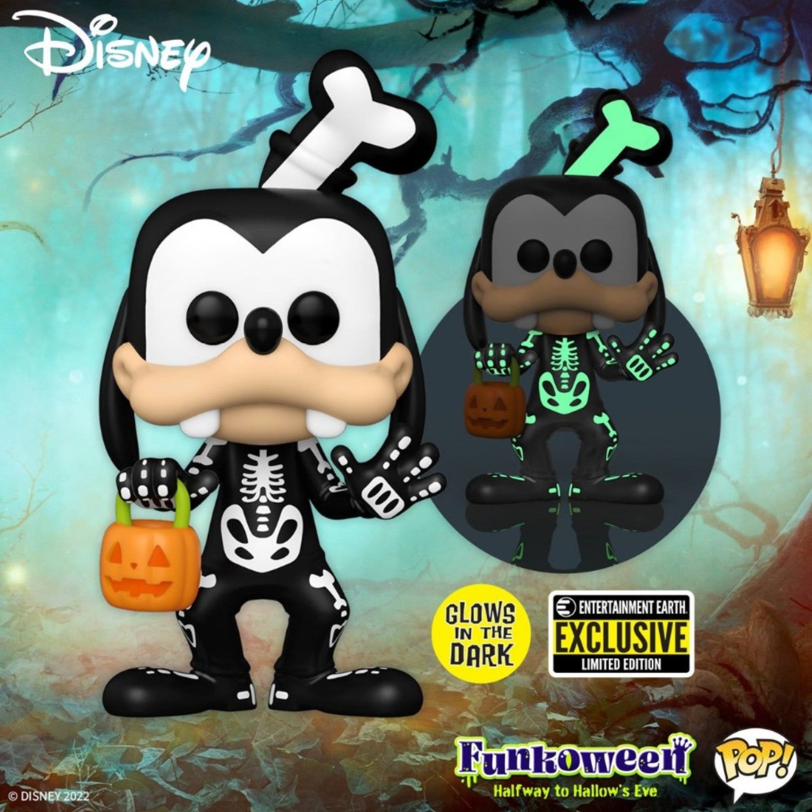 Disney Skeleton Goofy Glow-in-the-Dark Funko Pop! Vinyl Figure Entertainment Earth Exclusive #1221