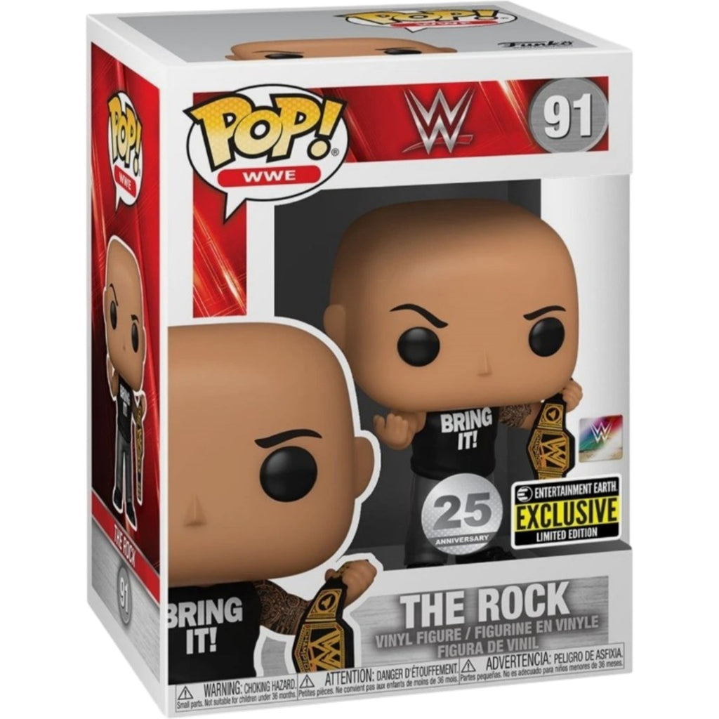 WWE The Rock with Championship Belt Funko Pop! Vinyl Figure Entertainment Earth Exclusive #91