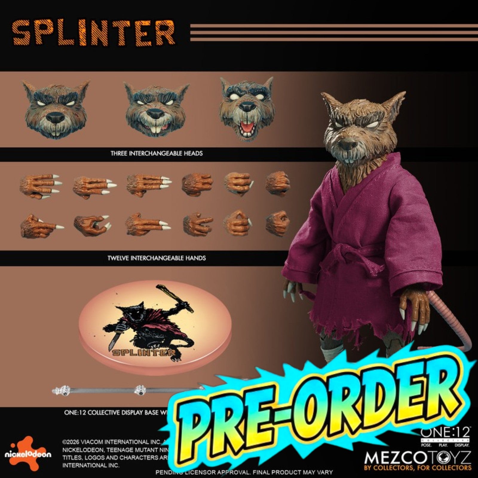 PRE-ORDER: Mezco Toyz Teenage Mutant Ninja Turtles Master Splinter One:12 Collective Action Figure